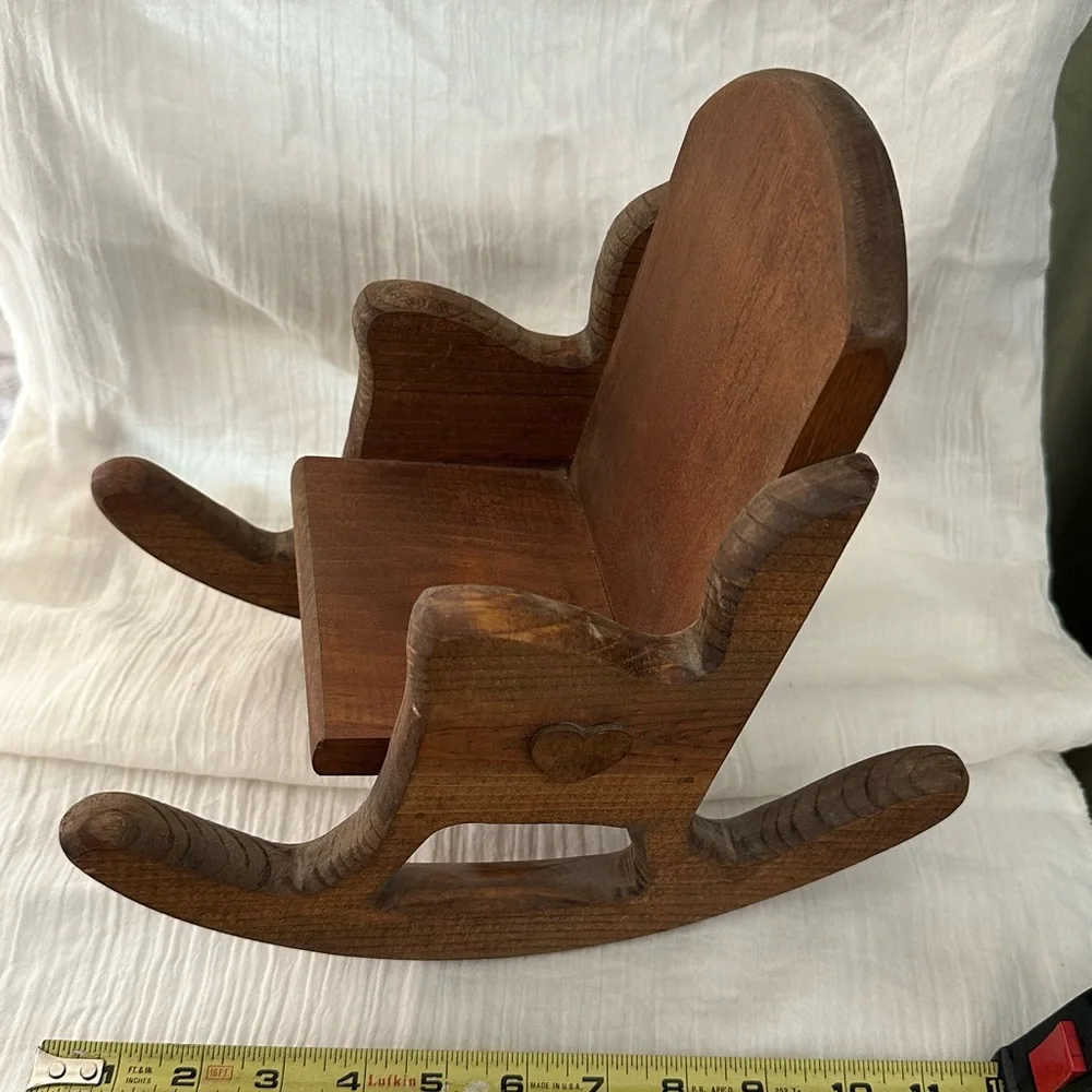 Vintage Wooden Rocking Chair Handmade Sturdy Construction - Picture 2 of 6